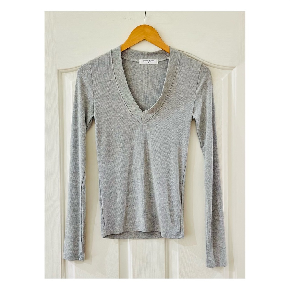 perfectwhitetee Gray Long Sleeve Top